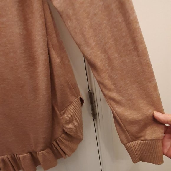 Signature Studio Sz L Tan/Lt Brown, soft, lightweight tunic sweater, long sleeve - Picture 4 of 11